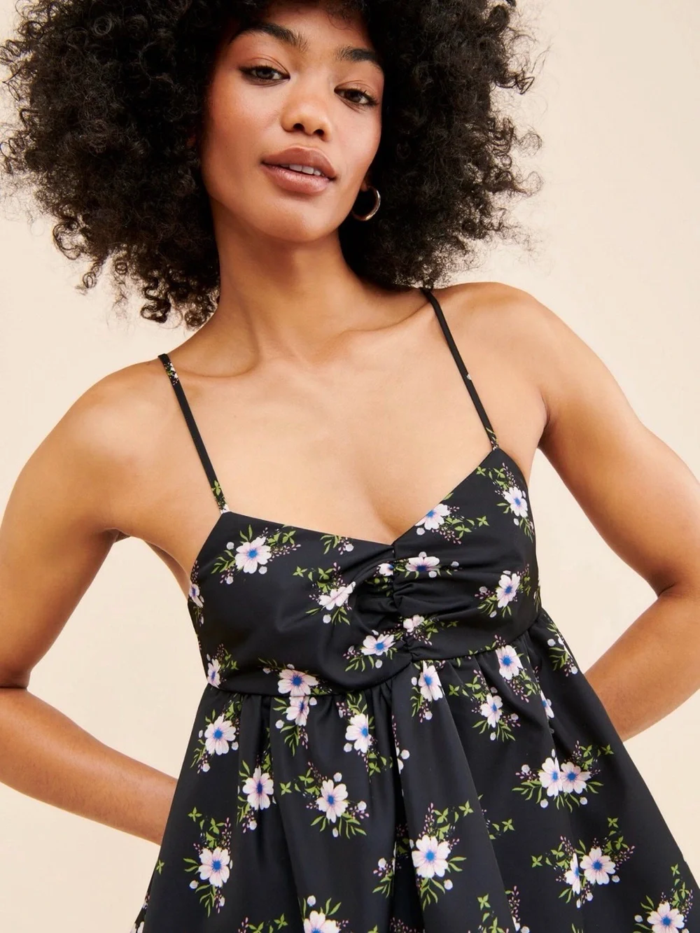 NWT new small free people a bubble mini dress black floral spaghetti straps